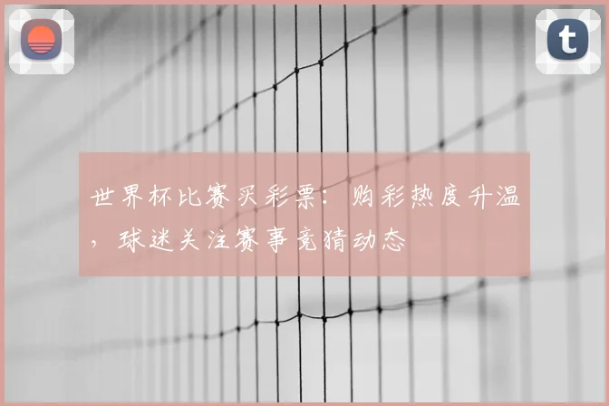 世界杯比赛买彩票：购彩热度升温，球迷关注赛事竞猜动态
